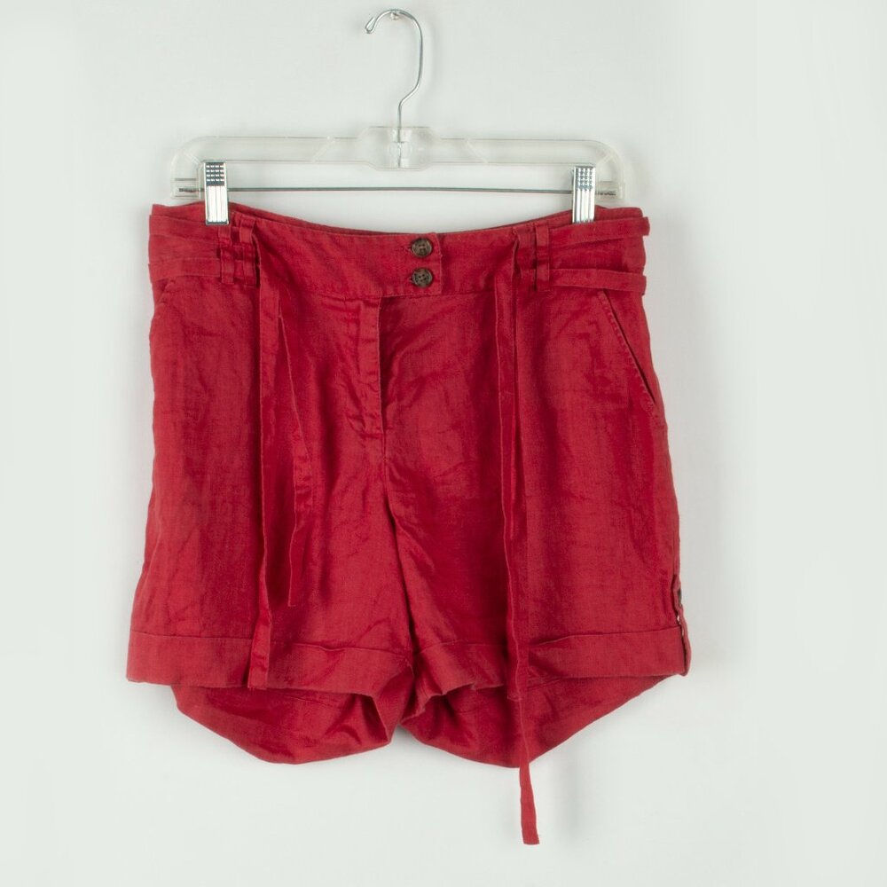 AUTOGRAPH NEW YORK 100% Linen Shorts Red Womens Size 6